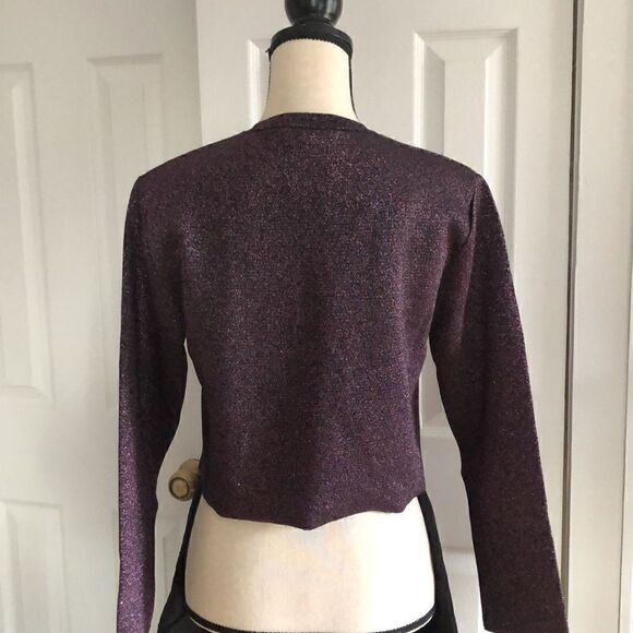 Zara Metallic Deep Red Merlot  Shimmer Cardigan size S - Picture 7 of 15